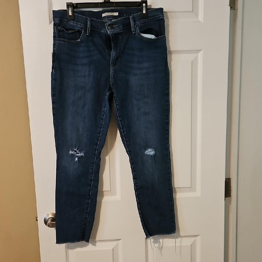 Levi's Dark Blue Distressed Skinny Jeans